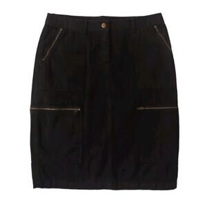 Y2K 90s Moda International Mini Skirt Sz 6 Black Pencil Goth Modern Moto Zippers